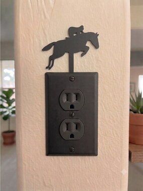 NEW Race Horse Wrought Iron 1 Duplex wall plate (no hardware)